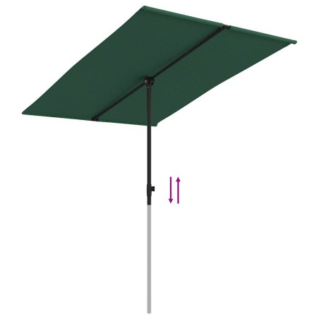 Градински чадър с алуминиев прът, 2x1,5 м, зелен
