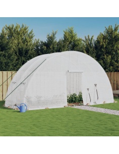 Оранжерия със стоманена рамка бяла 12 м² 6x2x2,85 м