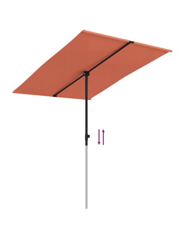 Градински чадър с алуминиев прът, 2x1,5 м, теракота