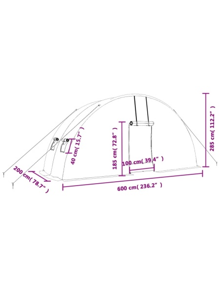 Оранжерия със стоманена рамка бяла 12 м² 6x2x2,85 м