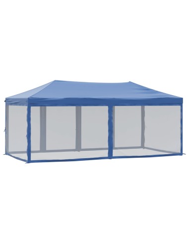 Сгъваема парти палатка със странични стени, синя, 3x6 м