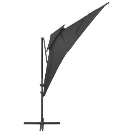 Конзолен градински чадър с двоен покрив, антрацит, 250x250 см