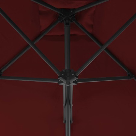 Градински чадър със стоманен прът, бордо, 250x250x230 см
