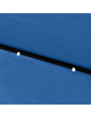 Градински чадър с LED и стоманен прът, лазурносин, 2x3 м