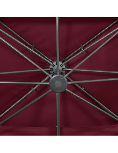 Конзолен градински чадър с двоен покрив, бордо, 400x300 см