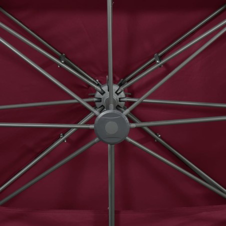 Конзолен градински чадър с двоен покрив, бордо, 400x300 см
