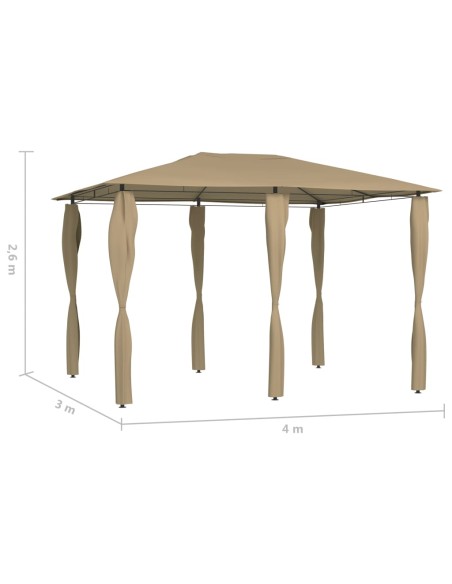 Шатра с покривала на стълбовете, 3x4x2,6 м, таупе, 160 г/м²