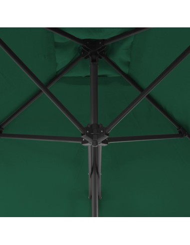 Градински чадър със стоманен прът, 250x250 см, зелен