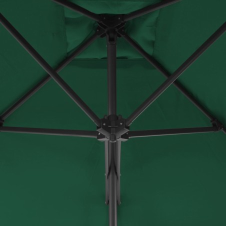 Градински чадър със стоманен прът, 250x250 см, зелен