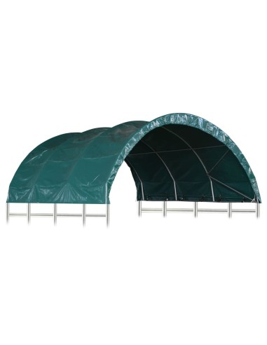 Навес за животни, PVC, 3,7x3,7 м, зелен