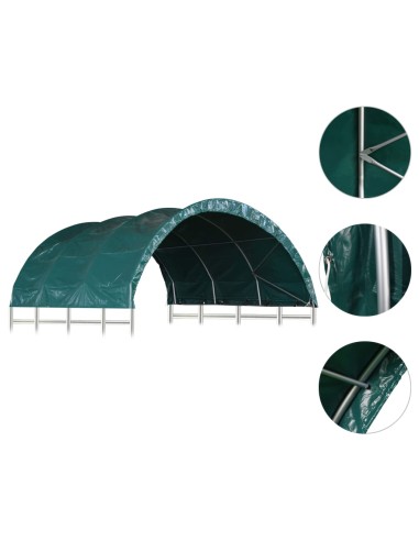 Навес за животни, PVC, 3,7x3,7 м, зелен