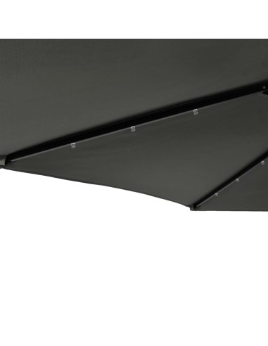 Градински чадър с LED и стоманен прът, антрацит, 225x225x212 см