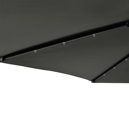 Градински чадър с LED и стоманен прът, антрацит, 225x225x212 см