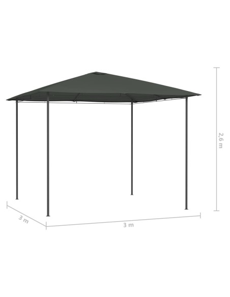 Беседка, 3x3x2,6 м, антрацит, 160 г/м²