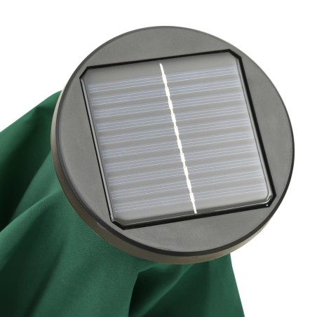 Градински чадър с LED осветление, зелен, 200x211 см, алуминий