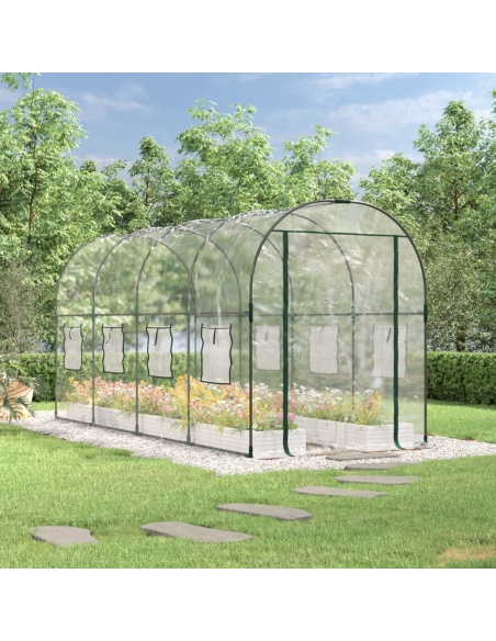 Прозрачна оранжерия 160x400x190 см PVC и стомана с прахова боя