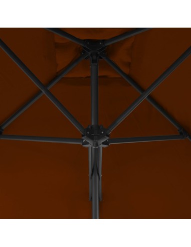 Градински чадър със стоманен прът, теракота, 250x250x230 см