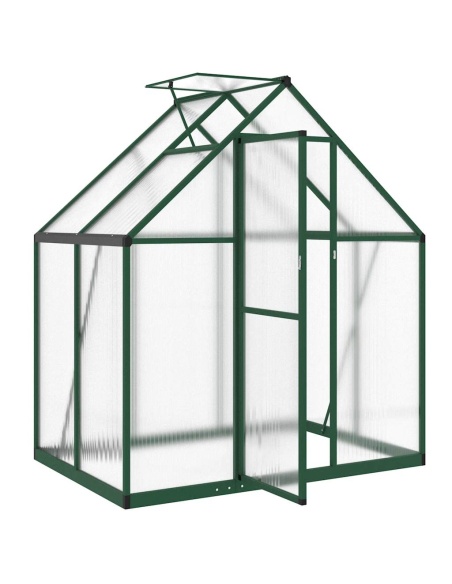 Оранжерия с основа рамка зелен 169x114x195 см алуминий