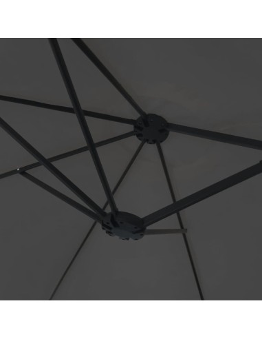 Чадър с двоен покрив и LED светлини, антрацит, 449x265 см