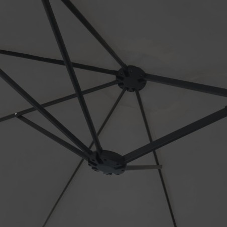 Чадър с двоен покрив и LED светлини, антрацит, 449x265 см