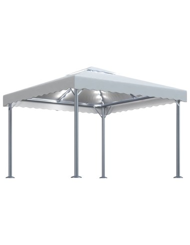 Шатра с LED светещи стрингове, 300x300 см, кремава, алуминий