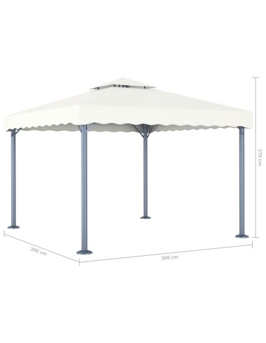 Шатра с LED светещи стрингове, 300x300 см, кремава, алуминий