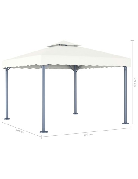Шатра с LED светещи стрингове, 300x300 см, кремава, алуминий