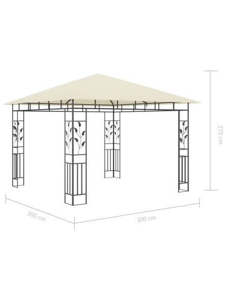 Шатра с комарник и LED стринг, 3x3x2,73 м, 180 г/м², кремава