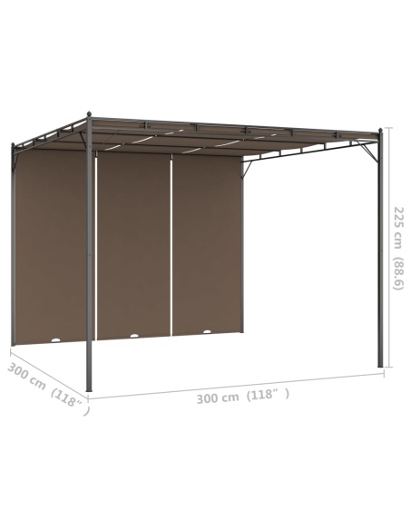 Градинска шатра със странична завеса, 3x3x2,25 м, таупе