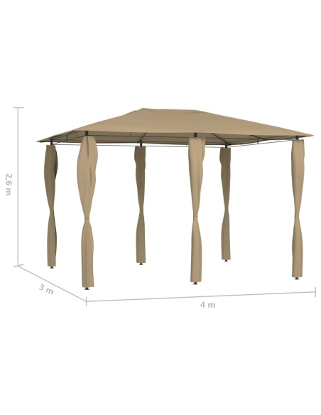 Шатра с покривала на стълбовете, 3x4x2,6 м, таупе, 160 г/м²