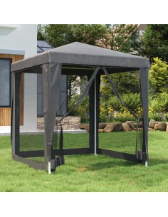 Парти палатка с 4 мрежести странични стени антрацит 2x2 м HDPE