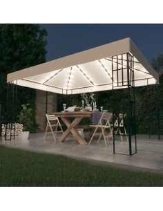 Шатра с LED светещи стрингове, 3х4 м, кремава