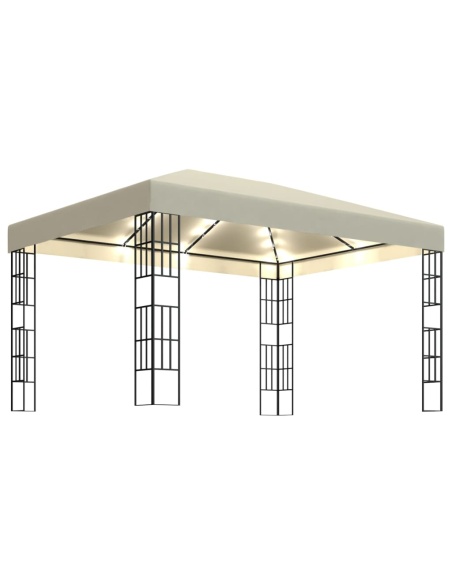 Шатра с LED светещи стрингове, 3х4 м, кремава