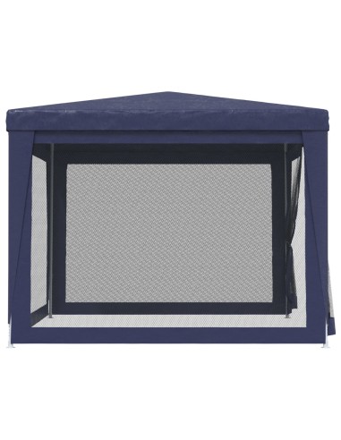 Парти палатка с 4 мрежести странични стени, синя, 3x3 м, HDPE