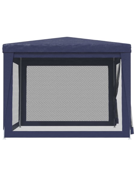 Парти палатка с 4 мрежести странични стени, синя, 3x3 м, HDPE