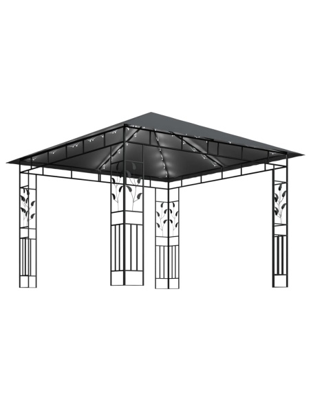 Шатра с мрежа срещу комари/LED стринг 3x3x2,73 м таупе 180 г/м²