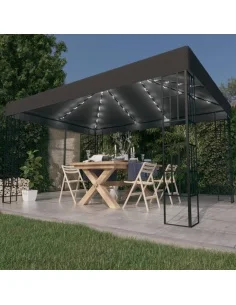 Шатра с LED светещи стрингове, 3х4 м, антрацит