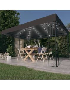 Шатра с LED светещи стрингове, 3х4 м, антрацит