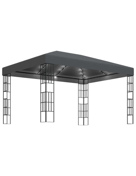 Шатра с LED светещи стрингове, 3х4 м, антрацит