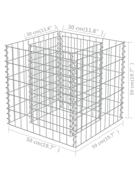 Габион повдигната леха, поцинкована стомана, 50x50x50 cм