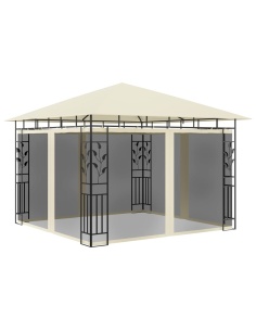 Шатра с мрежа против комари, 3x3x2,73 м, кремава, 180 г/м²
