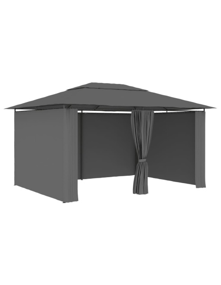 Градинска шатра със завеси, 4x3 м, антрацит