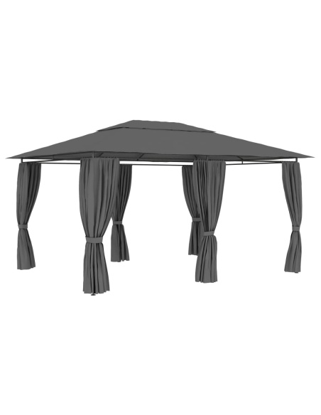Градинска шатра със завеси, 4x3 м, антрацит