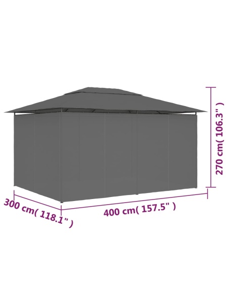 Градинска шатра със завеси, 4x3 м, антрацит