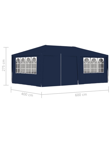 Професионална парти шатра със стени 4x6 м синя 90 г/м²