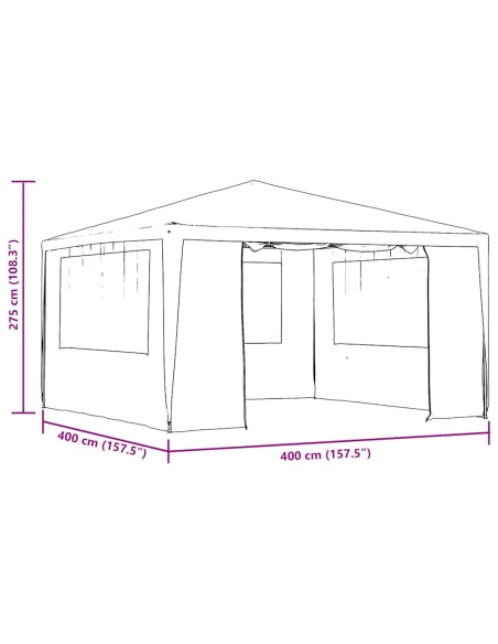 Професионална парти шатра със стени 4х4 м антрацит 90 г/м²