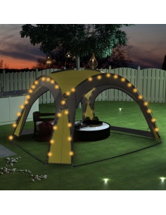 Парти шатра с LED и 4 стени, 3,6x3,6x2,3 м, зелена