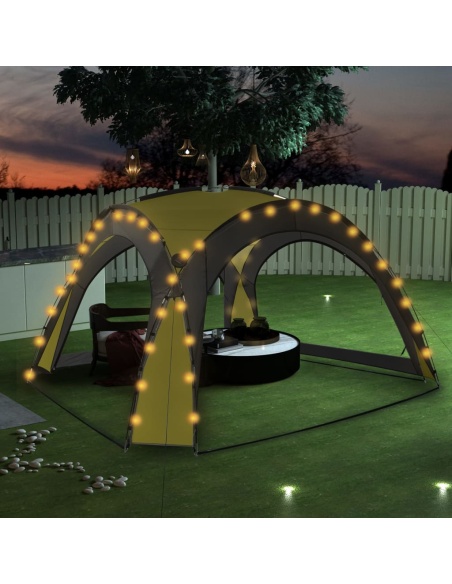 Парти шатра с LED и 4 стени, 3,6x3,6x2,3 м, зелена