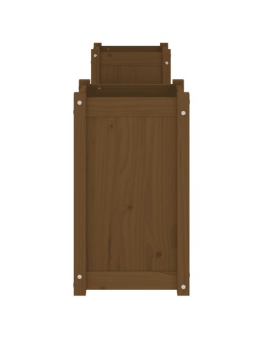 Пейка със саксии меденокафява 180x36x63 см борово дърво масив