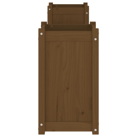 Пейка със саксии меденокафява 180x36x63 см борово дърво масив